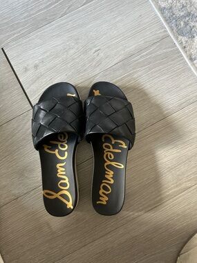 Sam Edelman Black Woven Slide Sandals